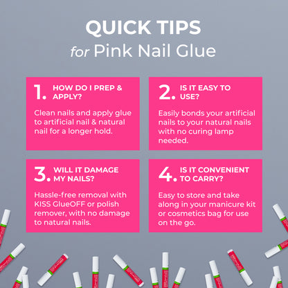 KISS Pink Gel Nail Glue – 50 Pieces