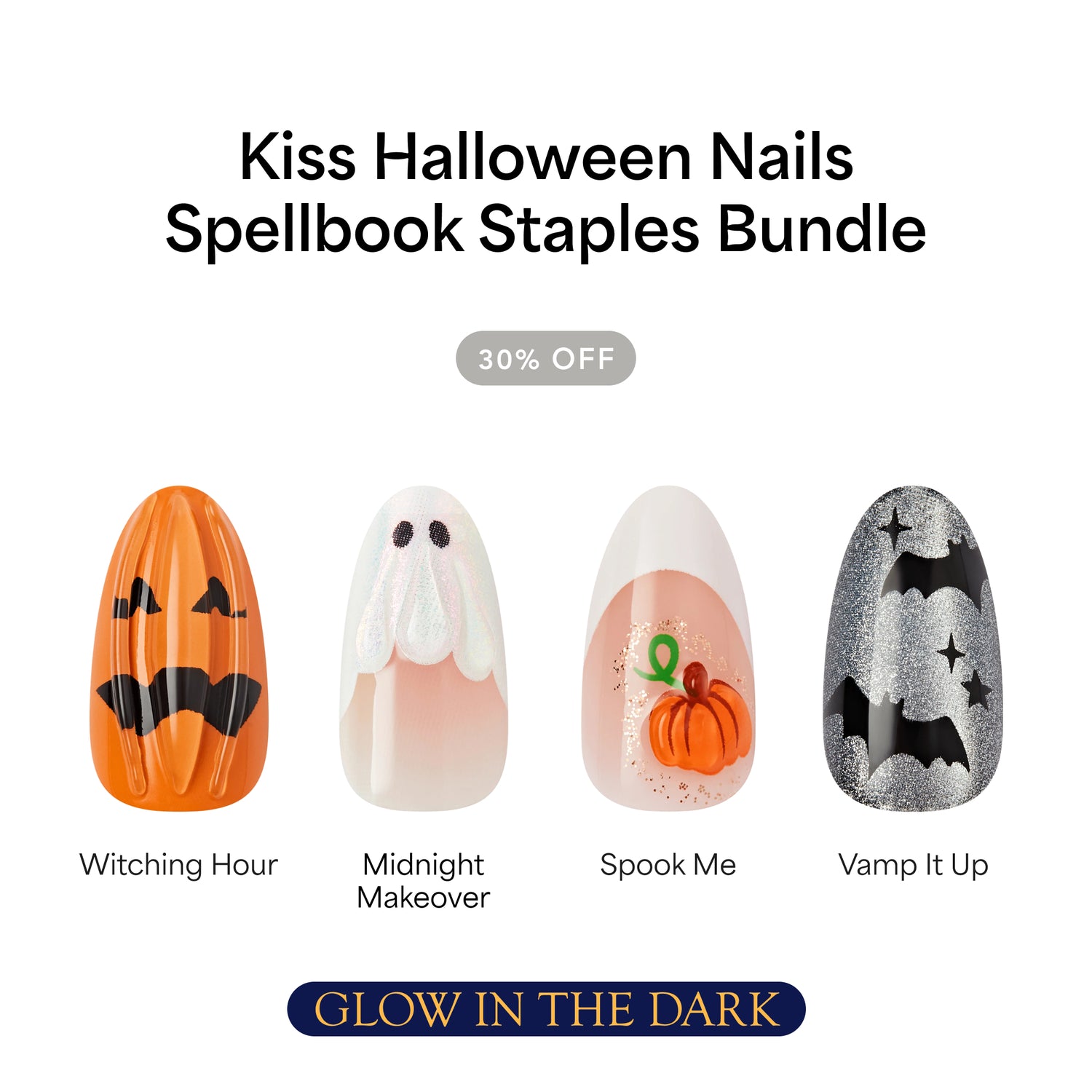 Kiss Haunt Design Press-On Fake Nails Halloween Bundle - Spellbook Staples