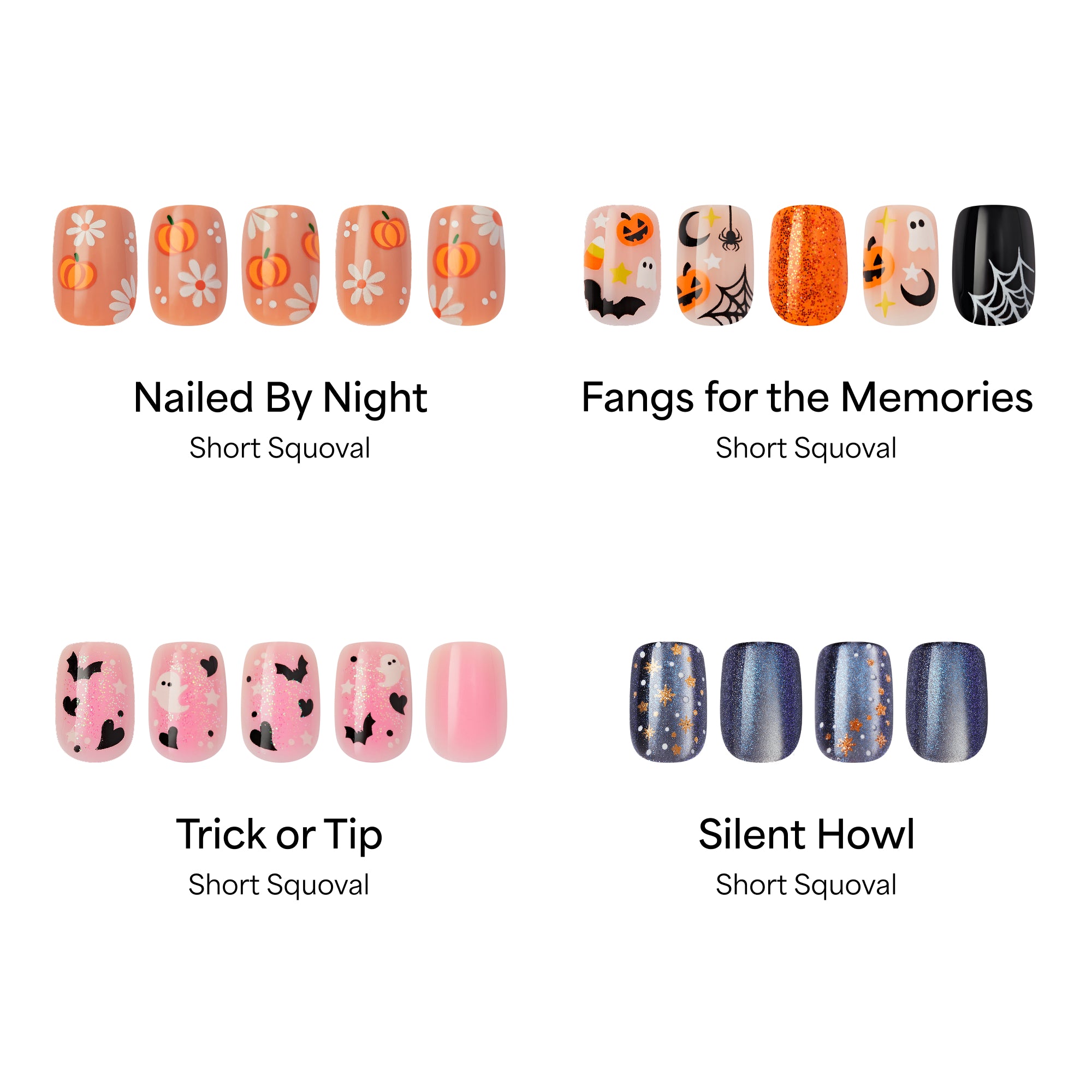 Kiss Haunt Design Press-On Fake Nails Halloween Bundle - Spirited Shorts