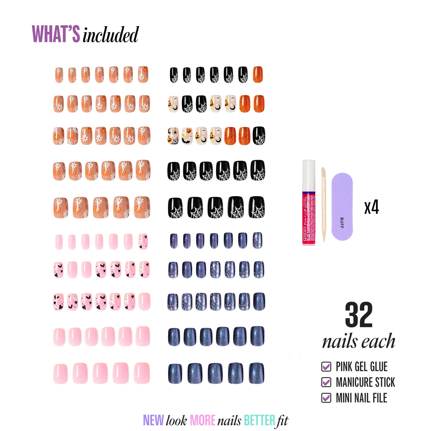 Kiss Haunt Design Press-On Fake Nails Halloween Bundle - Spirited Shorts