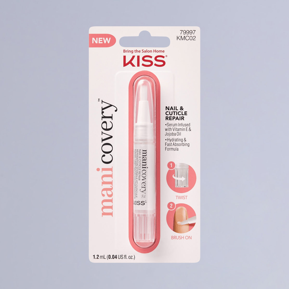 Kiss Manicovery Nail &amp; Cuticle Repair | Nail Adhesive, Press-On Glue, Serum Twist Pen, Vitamin E &amp; Jojoba Oil Infused, 0.04 fl. oz.
