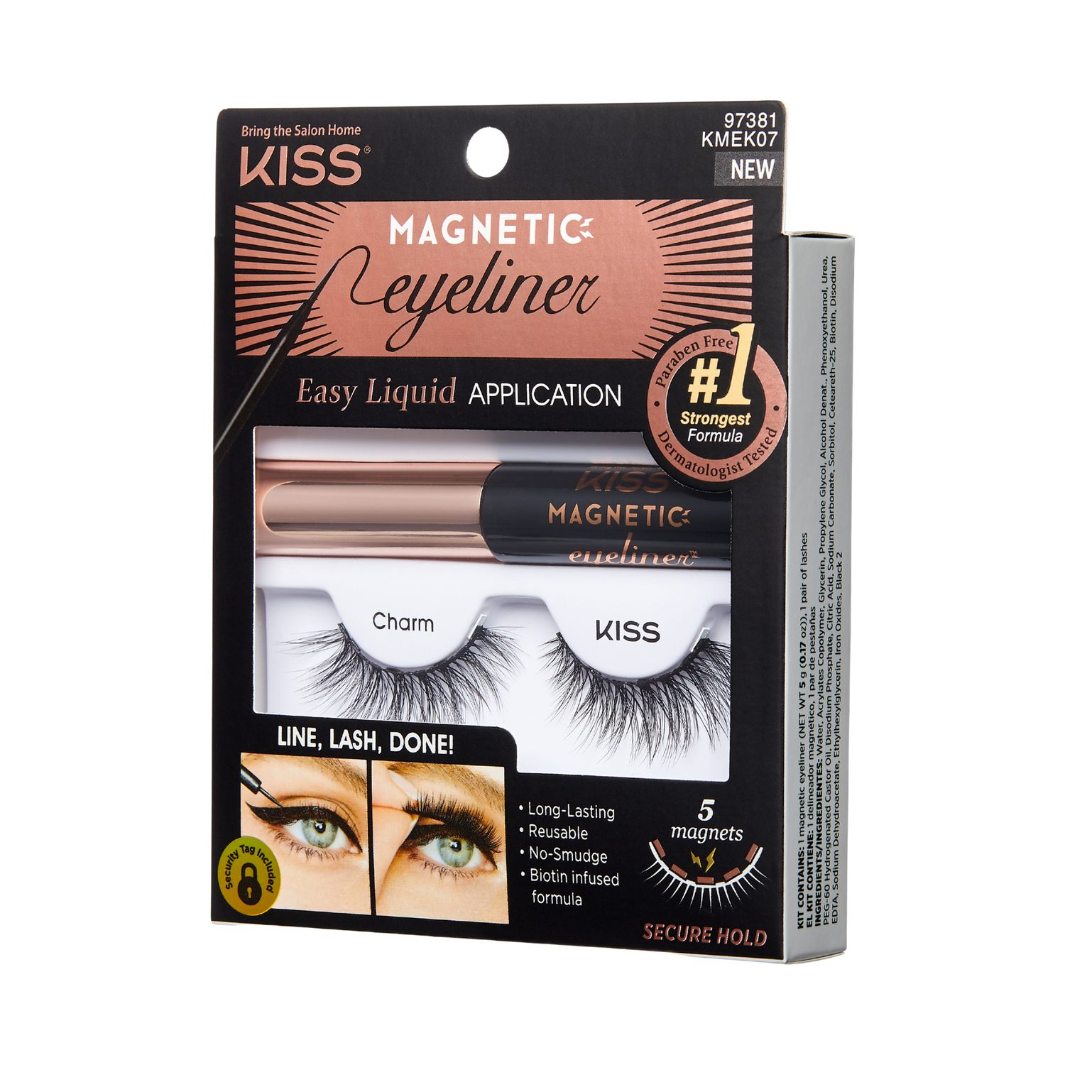 KISS Magnetic Eyeliner &amp; Magnetic Eyelashes Ultra-Strong Flexiband False Eyelashes Kit - Charm - KISS USA