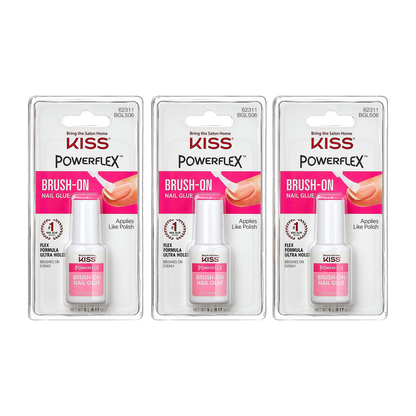 KISS PowerFlex Brush-On Nail Glue 3-Pack