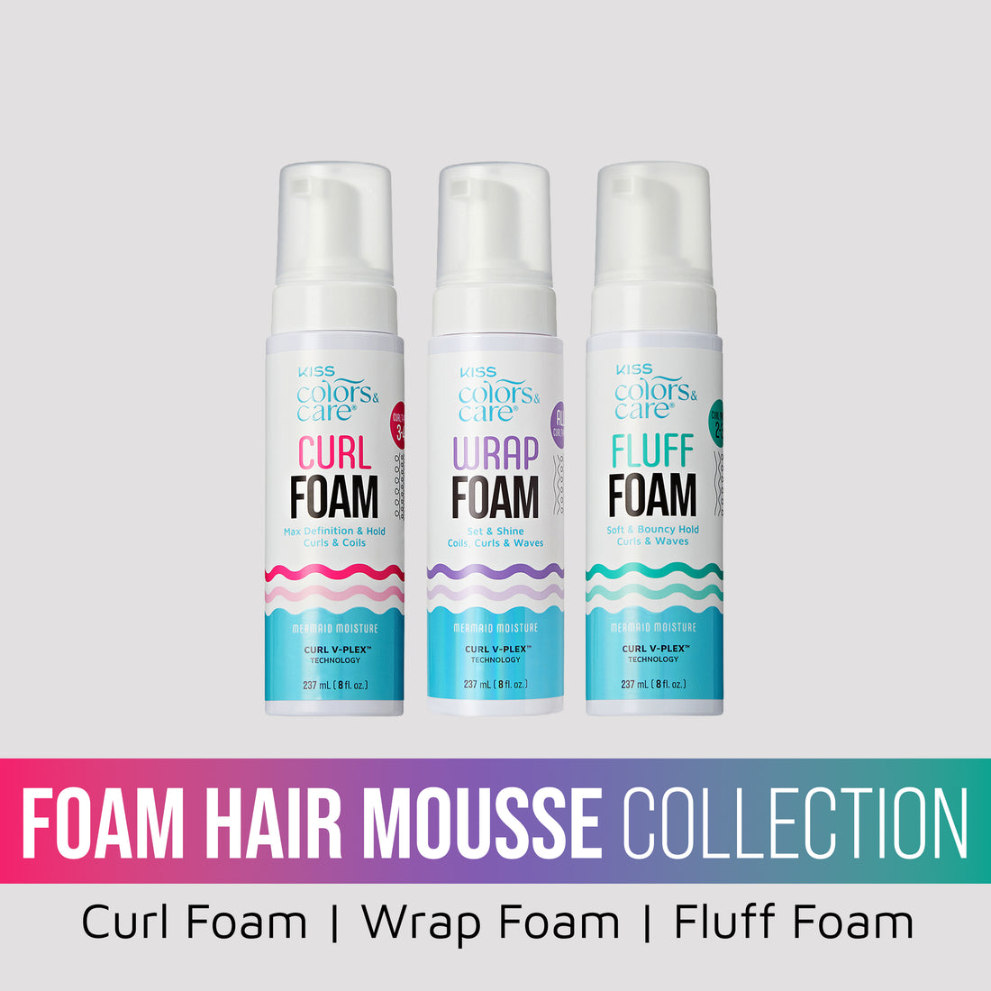 Kiss Colors &amp; Care Foam Hair Mousse Collection Bundle