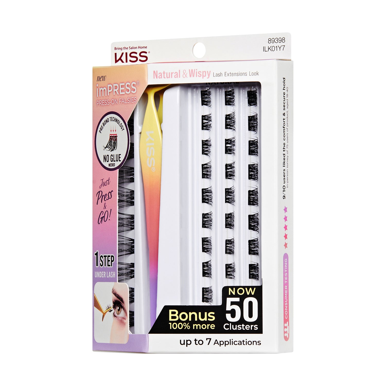 imPRESS Falsies Self Adhesive Eyelashes, 50 Lash Clusters - Natural &amp; Wispy