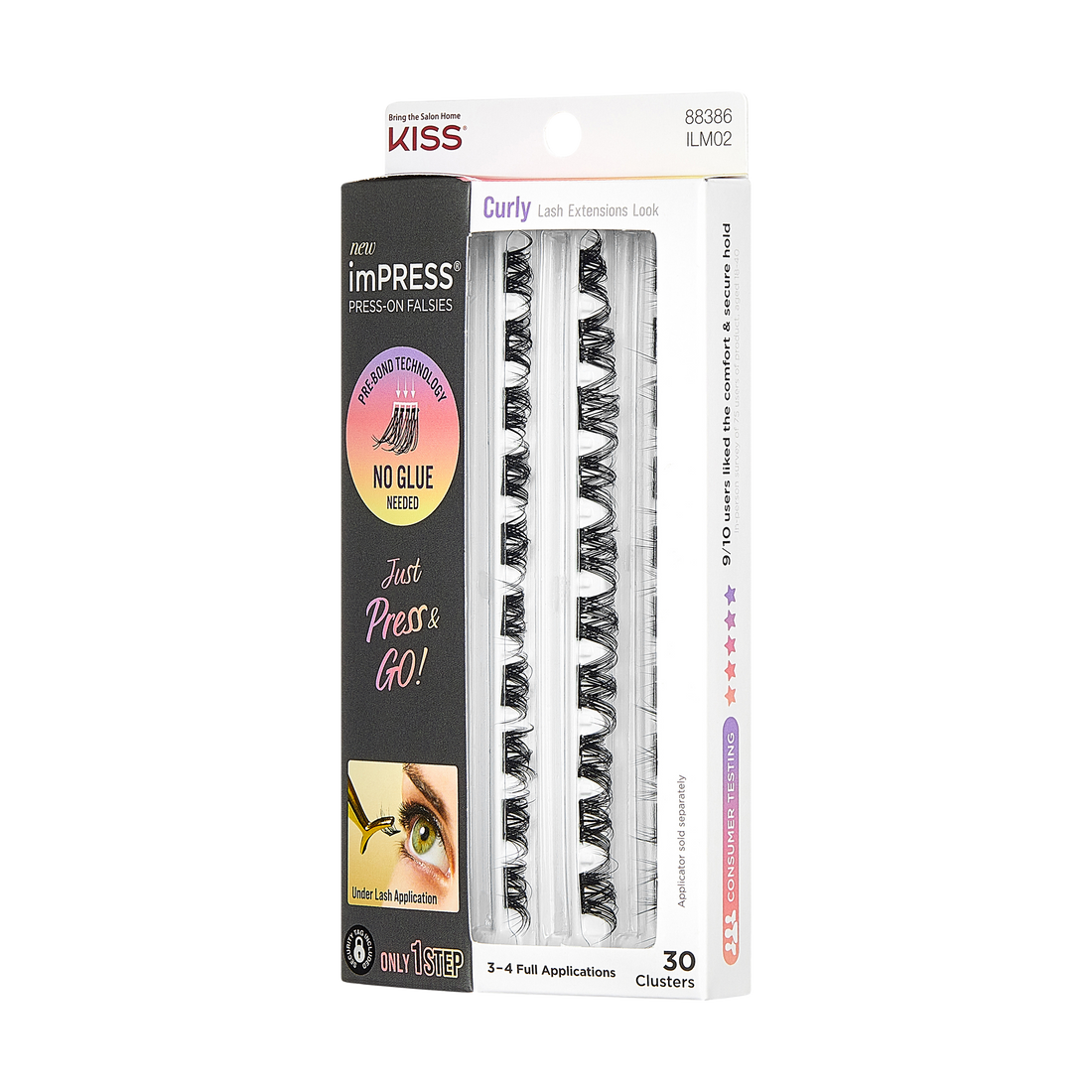 Impress Falsies Self Adhesive Eyelashes Refills 30 Clusters - Curly