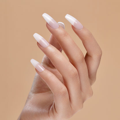 KISS Salon Acrylic French Nude Press On Glue Nails - Leilani