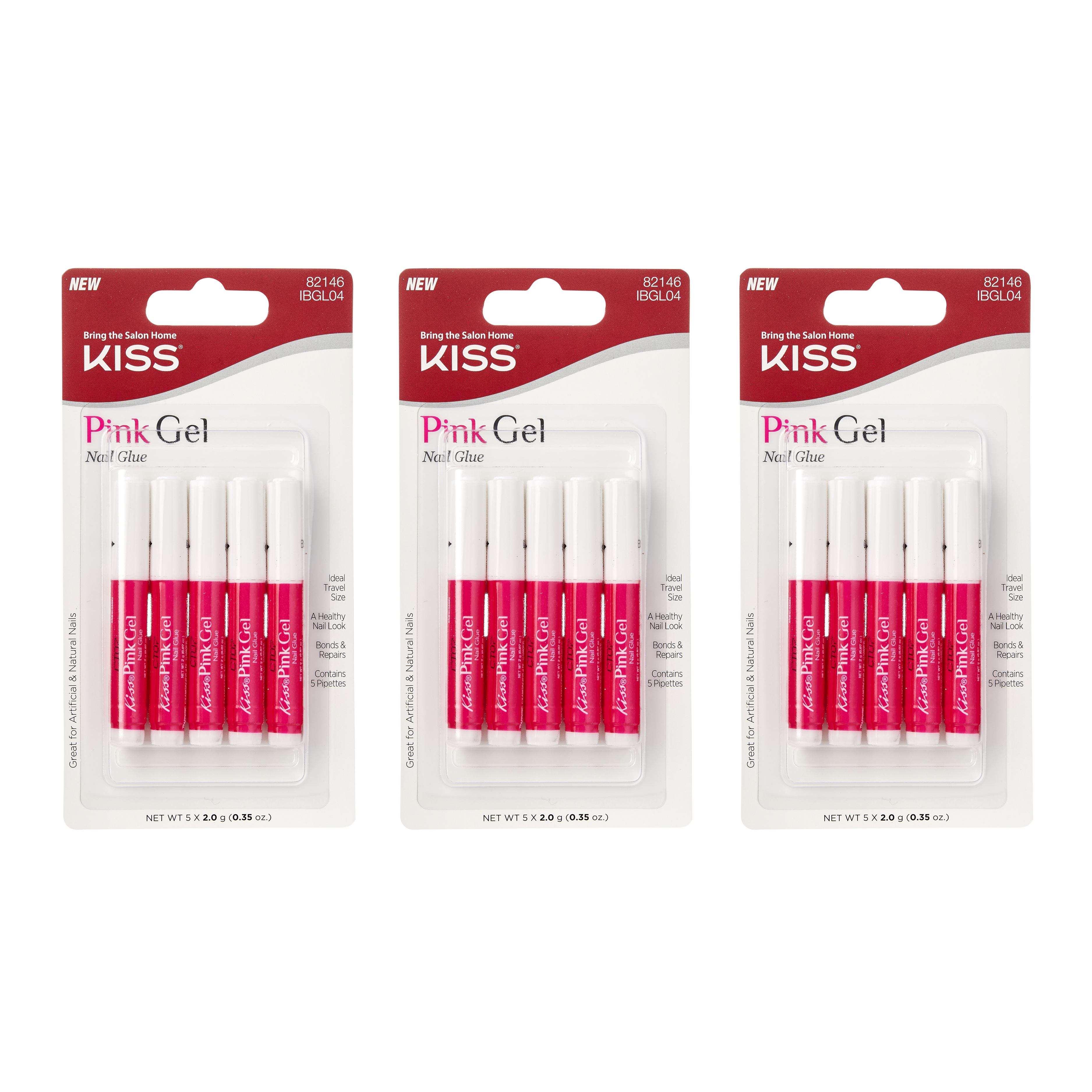 KISS Pink Gel Nail Glue - 5-Pack Bundle