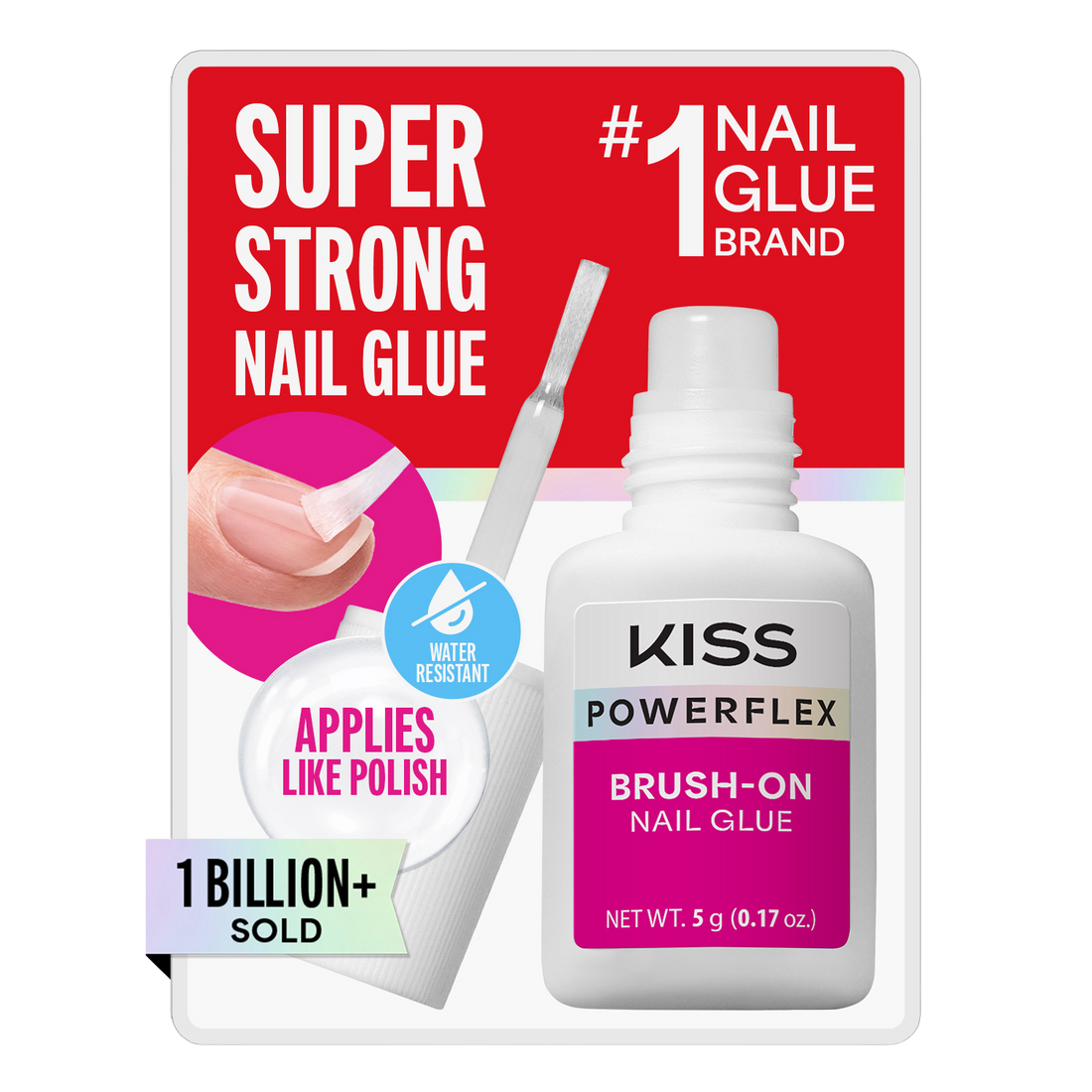 Kiss PowerFlex Brush-On Fake Nail Glue - 0.17 oz. | Nail Adhesive, Press-On Glue, Applies Like Polish, Lasting Wear