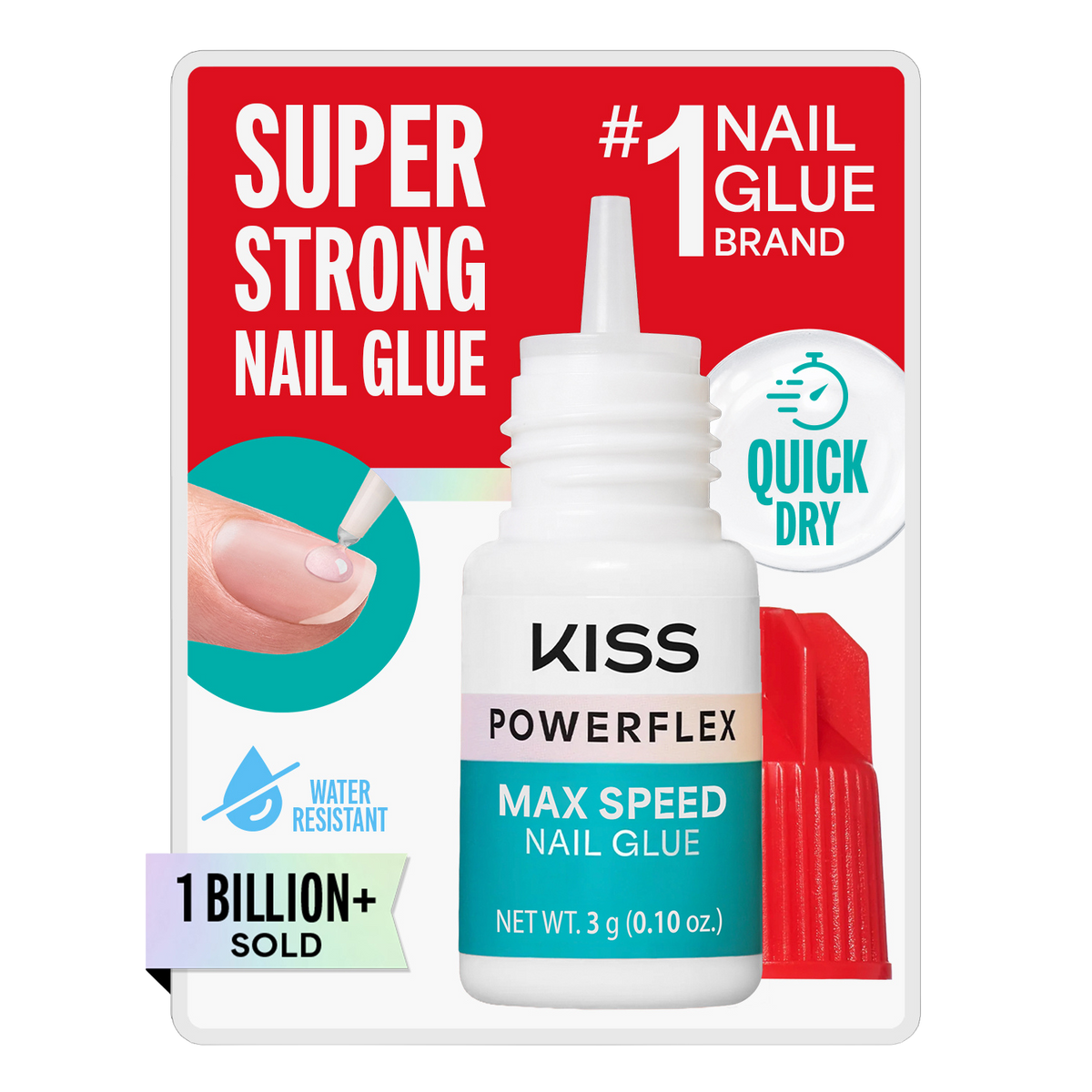 Kiss PowerFlex Maximum Speed Fake Nail Glue - 0.10 oz. | Nail Adhesive, Press-On Glue, Fast Drying, Strong Hold