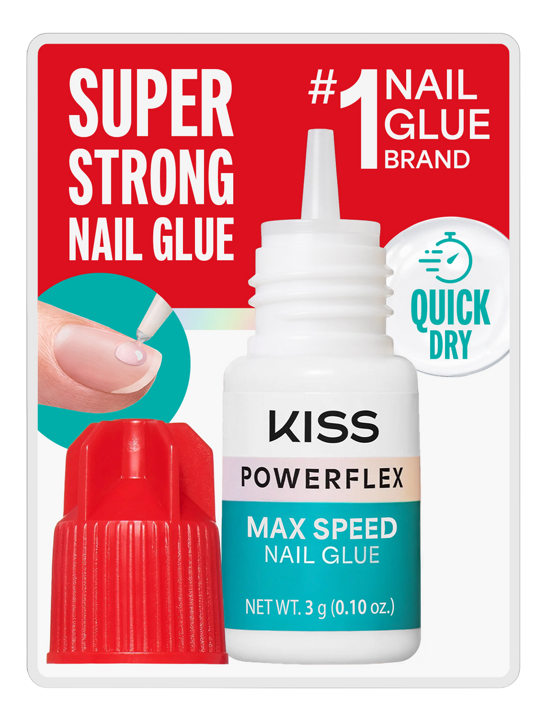 Kiss PowerFlex Maximum Speed Fake Nail Glue - 0.10 oz. | Nail Adhesive, Press-On Glue, Fast Drying, Strong Hold