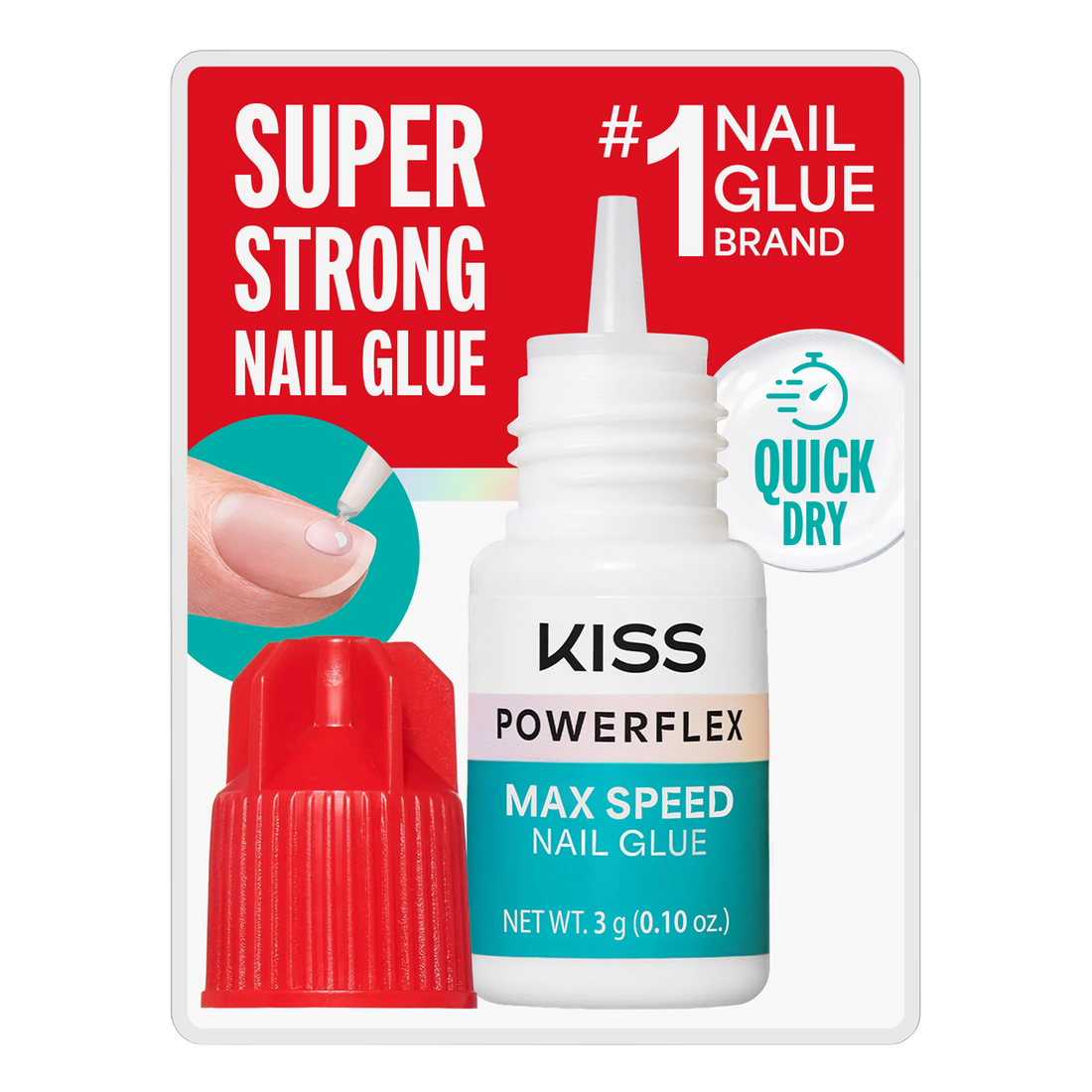 Kiss PowerFlex Maximum Speed Fake Nail Glue - 0.10 oz. | Nail Adhesive, Press-On Glue, Fast Drying, Strong Hold