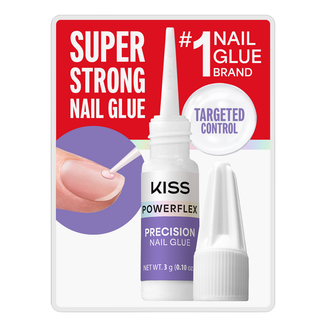Kiss PowerFlex Precision Fake Nail Glue - 0.10 oz. | Nail Adhesive, Press-On Glue, Precision Nozzle, Ideal for Repairing