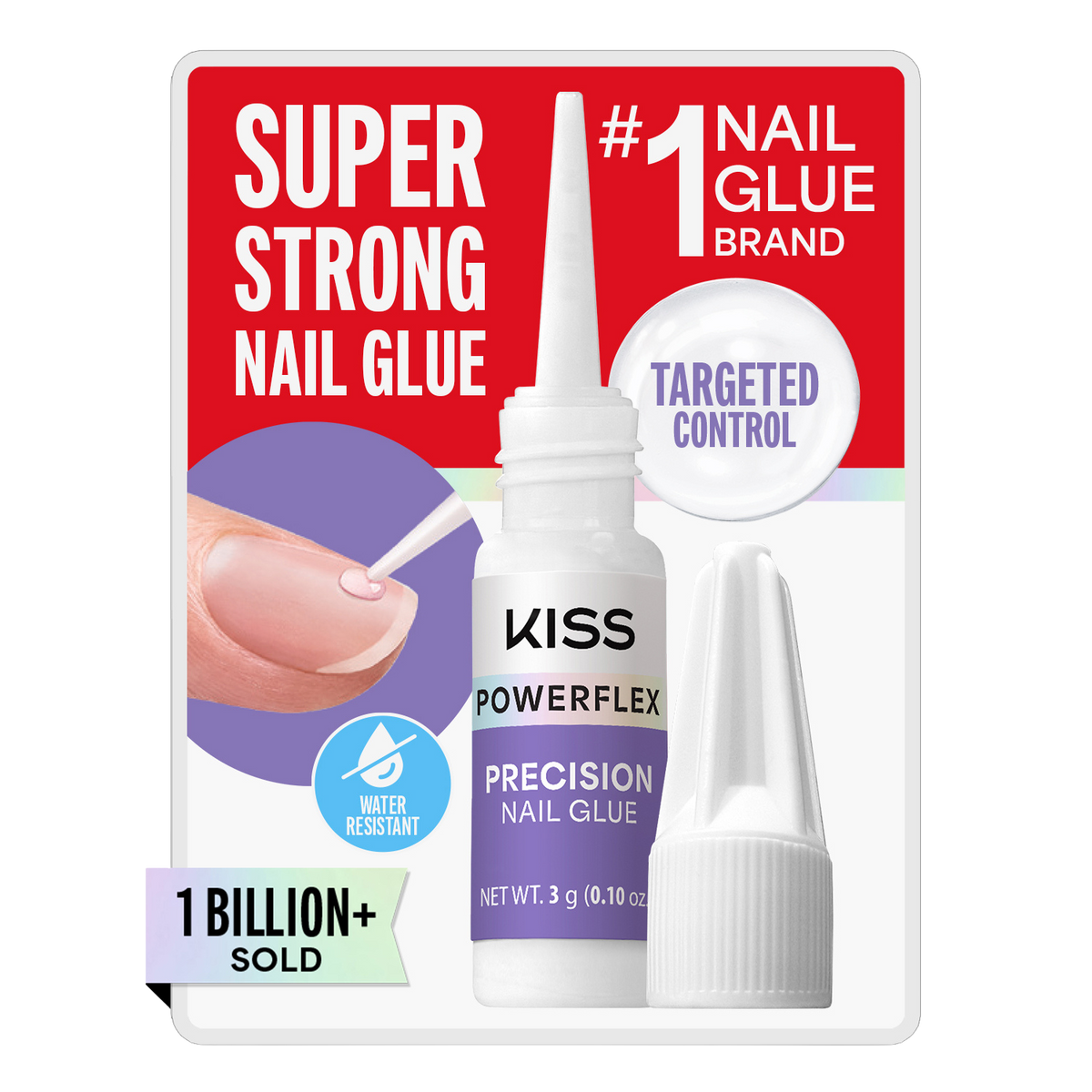 Kiss PowerFlex Precision Fake Nail Glue - 0.10 oz. | Nail Adhesive, Press-On Glue, Precision Nozzle, Ideal for Repairing