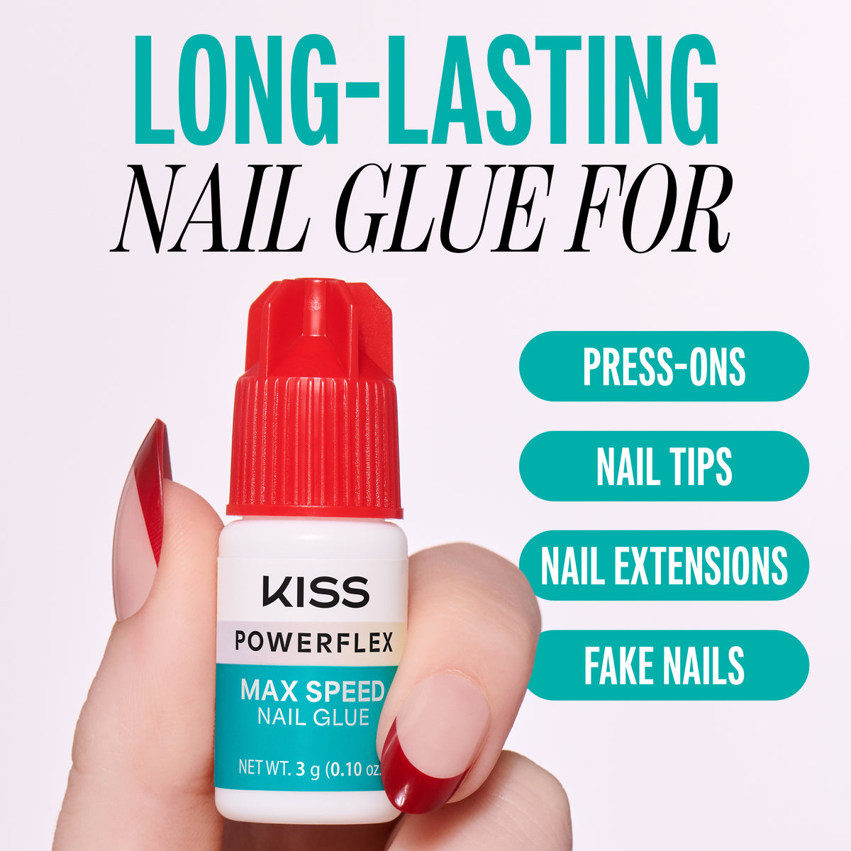 Kiss PowerFlex Maximum Speed Fake Nail Glue - 0.10 oz. | Nail Adhesive, Press-On Glue, Fast Drying, Strong Hold