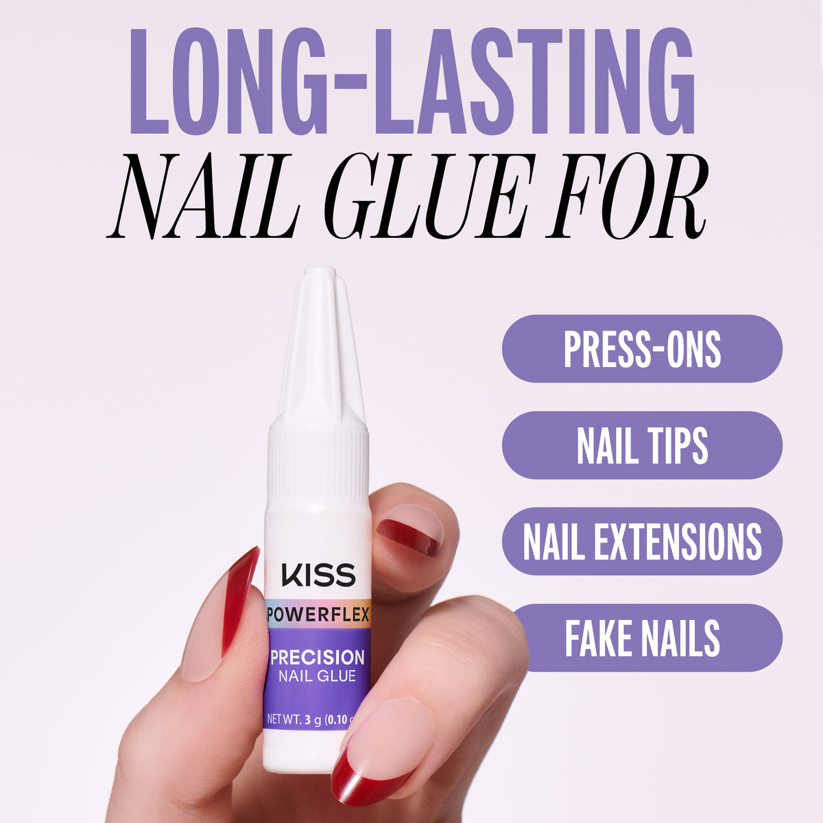 Kiss PowerFlex Precision Fake Nail Glue - 0.10 oz. | Nail Adhesive, Press-On Glue, Precision Nozzle, Ideal for Repairing