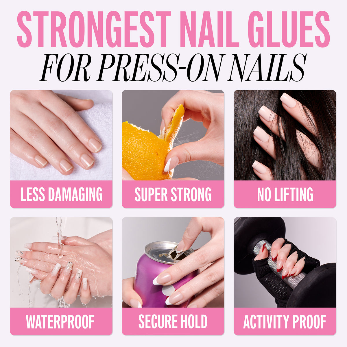 Kiss PowerFlex Pink Fake Nail Glue - 0.10 oz. | Nail Adhesive, Press-On Glue, Pink Tint, Strong Hold