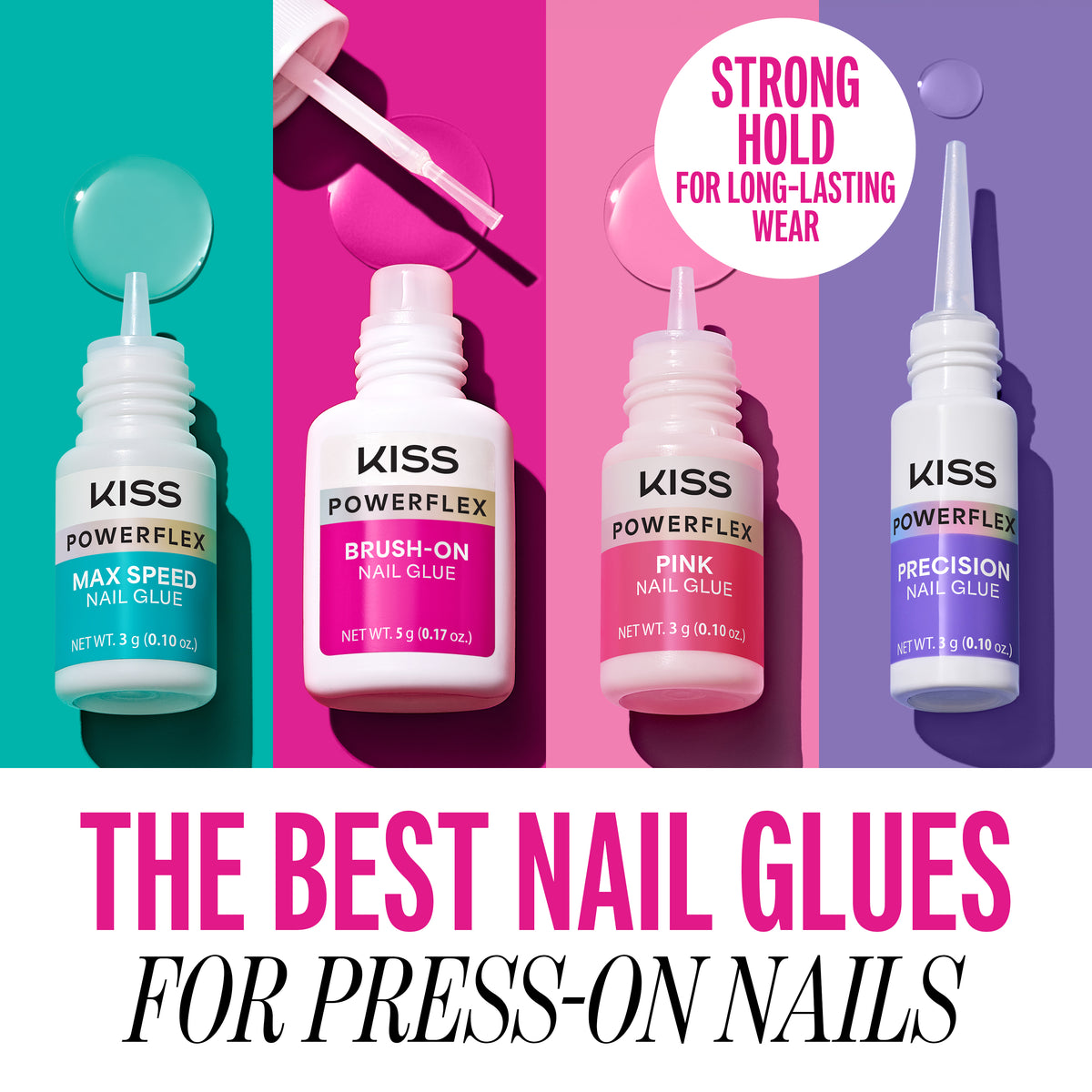 Kiss PowerFlex Brush-On Fake Nail Glue - 0.17 oz. | Nail Adhesive, Press-On Glue, Applies Like Polish, Lasting Wear
