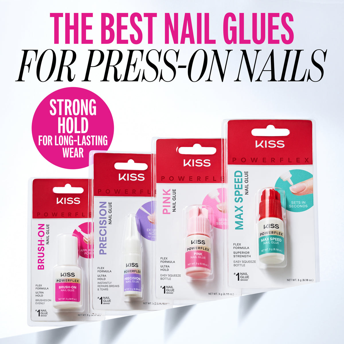 Kiss PowerFlex Brush-On Fake Nail Glue - 0.17 oz. | Nail Adhesive, Press-On Glue, Applies Like Polish, Lasting Wear