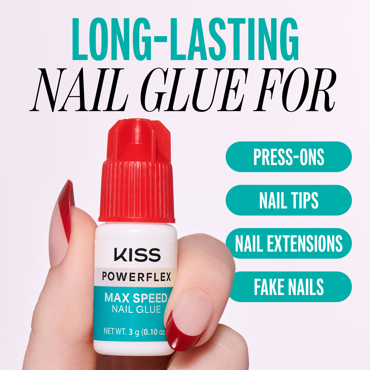 Kiss PowerFlex Maximum Speed Fake Nail Glue - 0.10 oz. | Nail Adhesive, Press-On Glue, Fast Drying, Strong Hold