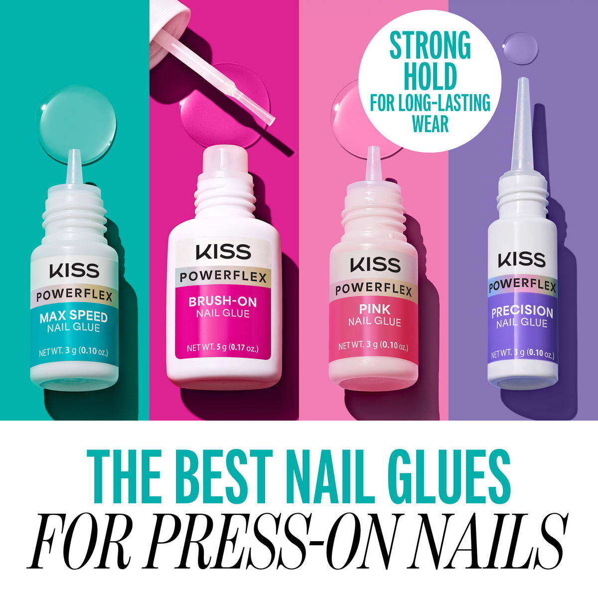 Kiss PowerFlex Maximum Speed Fake Nail Glue - 0.10 oz. | Nail Adhesive, Press-On Glue, Fast Drying, Strong Hold