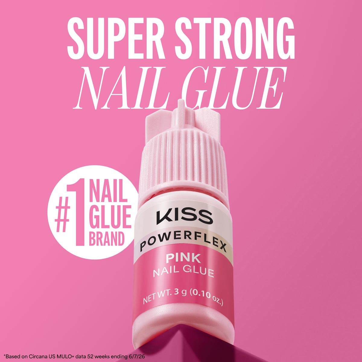 Kiss PowerFlex Pink Fake Nail Glue - 0.10 oz. | Nail Adhesive, Press-On Glue, Pink Tint, Strong Hold