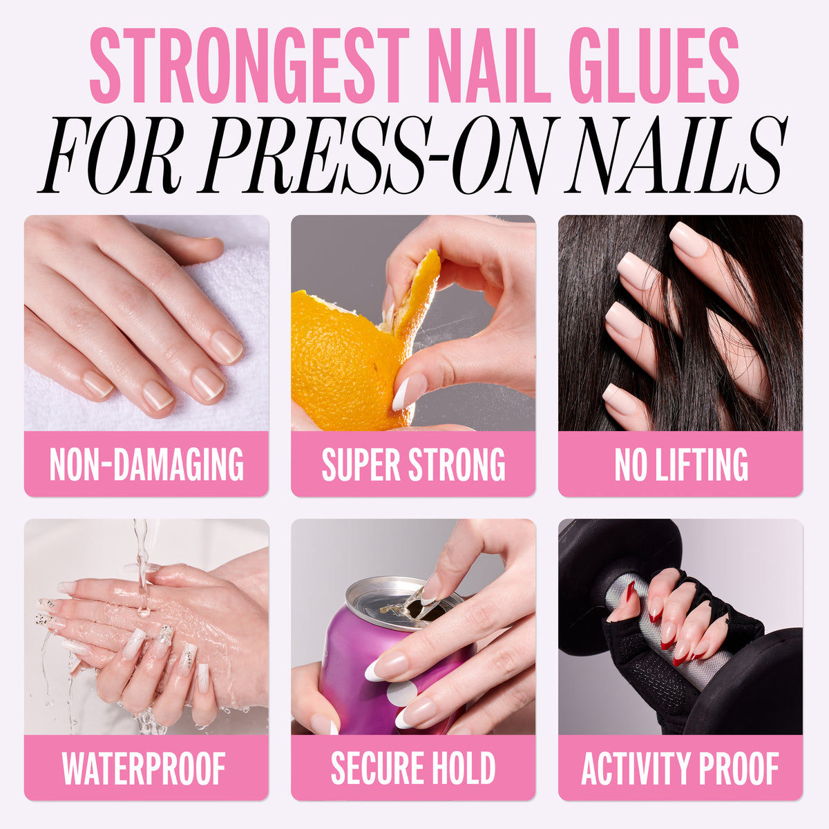 Kiss PowerFlex Pink Fake Nail Glue - 0.10 oz. | Nail Adhesive, Press-On Glue, Pink Tint, Strong Hold