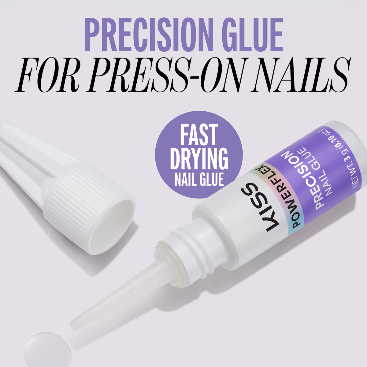 Kiss PowerFlex Precision Fake Nail Glue - 0.10 oz. | Nail Adhesive, Press-On Glue, Precision Nozzle, Ideal for Repairing