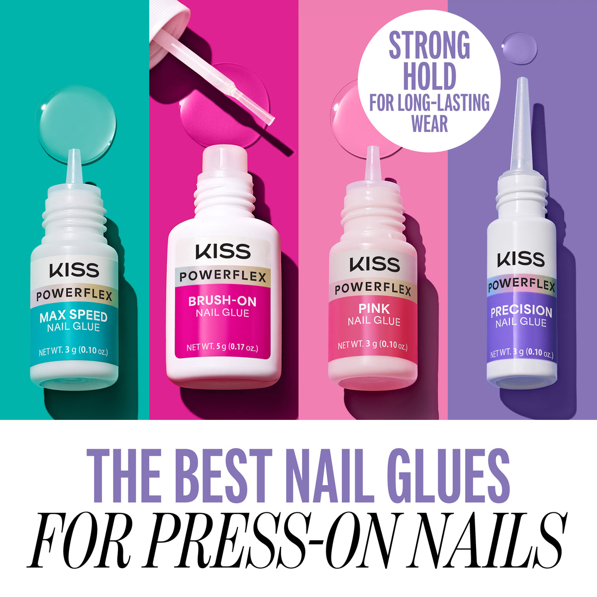 Kiss PowerFlex Precision Fake Nail Glue - 0.10 oz. | Nail Adhesive, Press-On Glue, Precision Nozzle, Ideal for Repairing