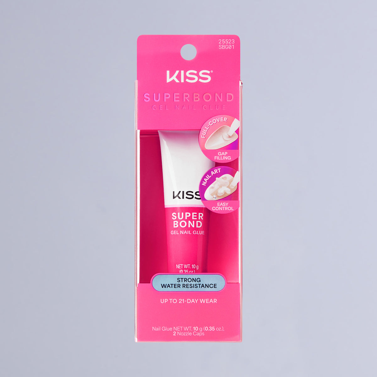 Kiss SuperBond Gel Nail Glue | Nail Adhesive, Press-On Glue, Nail Art Glue, Strong Hold, Gap Filling, Long Lasting, Up To 21-Day Wear, Water Resistant, 0.35 oz.