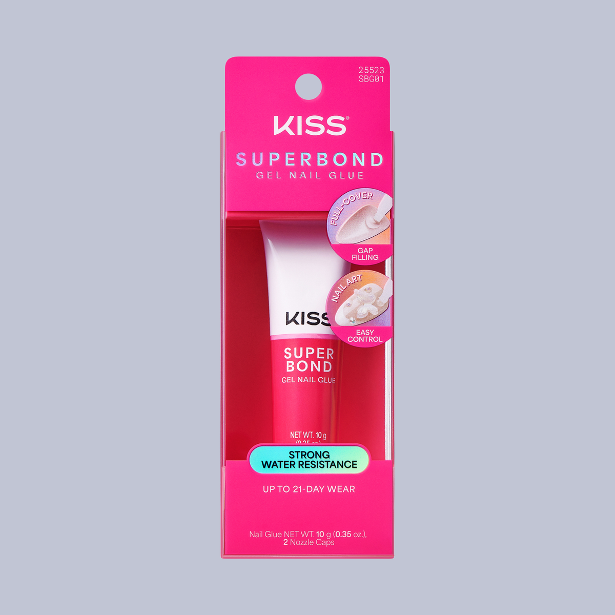 Kiss SuperBond Gel Nail Glue | Nail Adhesive, Press-On Glue, Nail Art Glue, Strong Hold, Gap Filling, Long Lasting, Up To 21-Day Wear, Water Resistant, 0.35 oz.