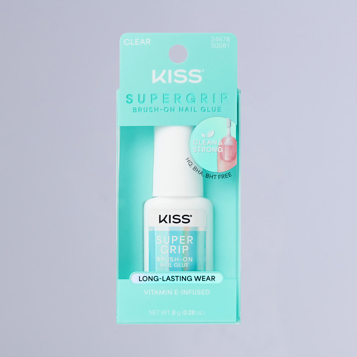 Kiss SuperGrip Brush-On Nail Glue | Nail Adhesive, Press-On Glue, Vitamin E Infused, Long-Lasting Wear, Clean &amp; Strong, 0.28 oz.