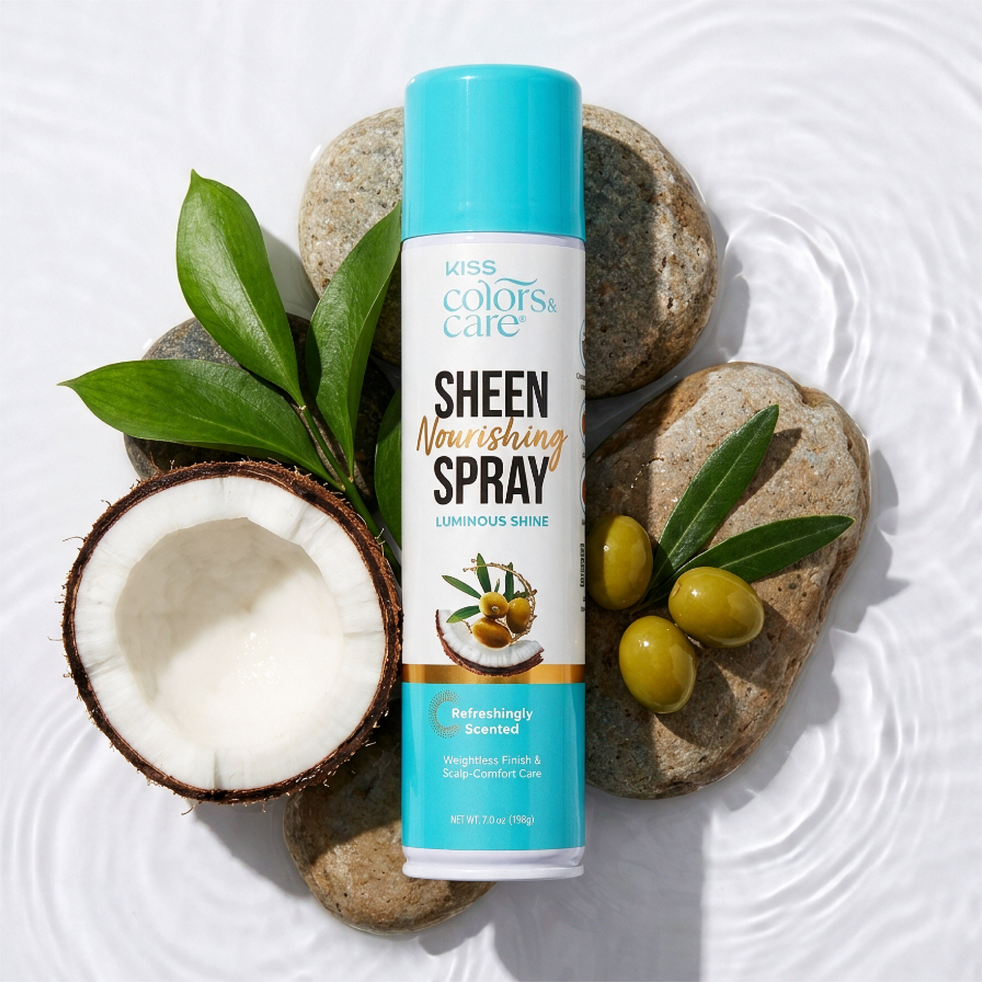 Kiss Colors &amp; Care Nourishing Sheen Spray for Luminous Shine | 7 US fl. oz, Hair Care