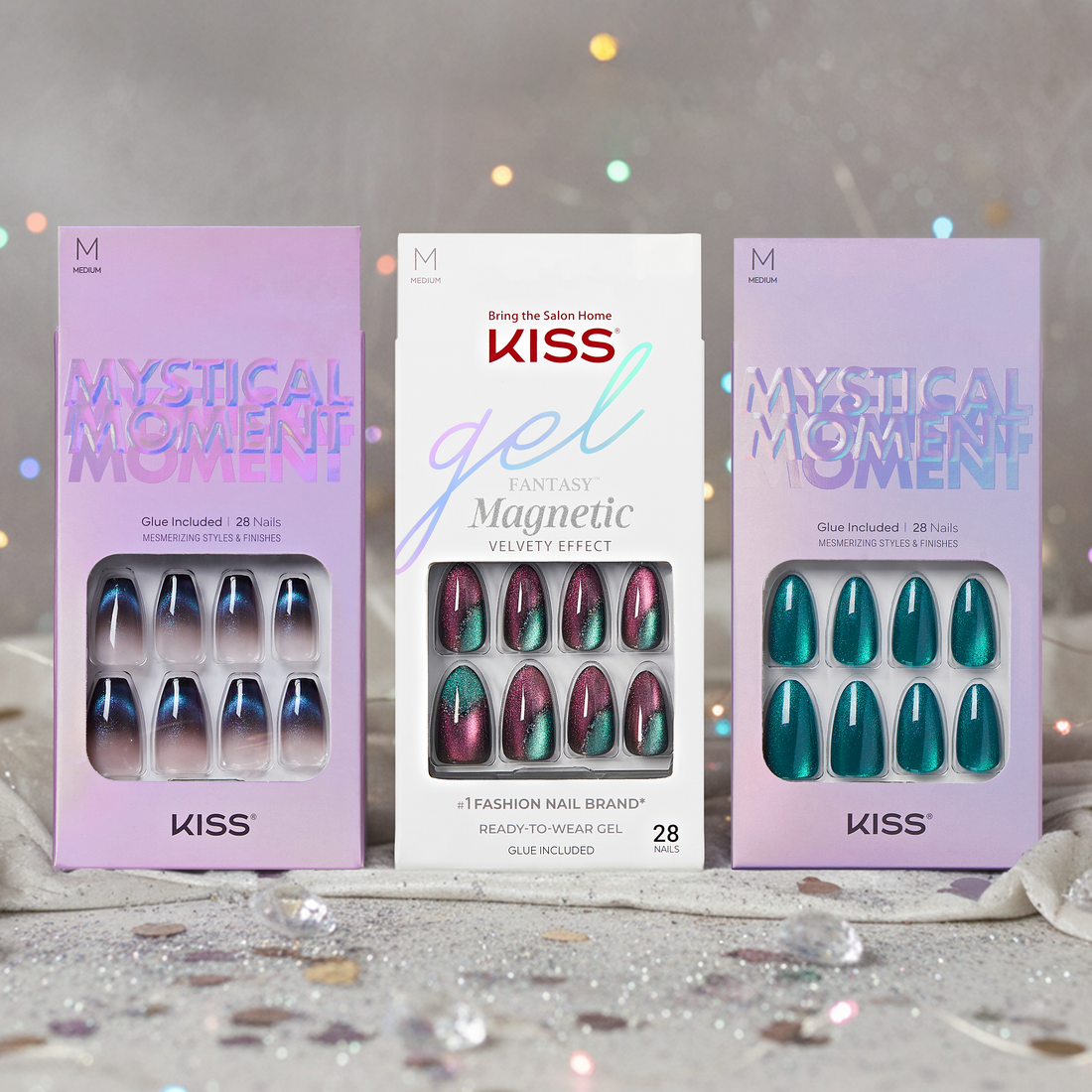 KISS Press On Glue Nails Fall Bundle - Shimmery Faves