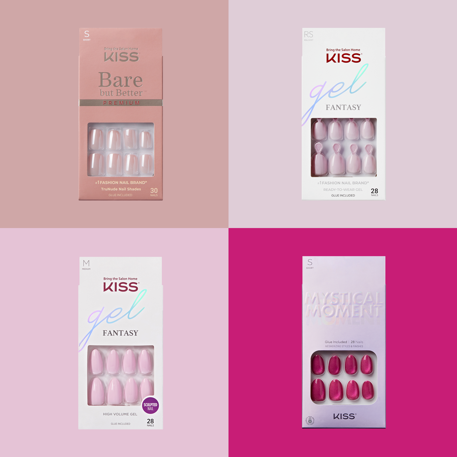 KISS Press On Glue Nails Bundle - Think Pink