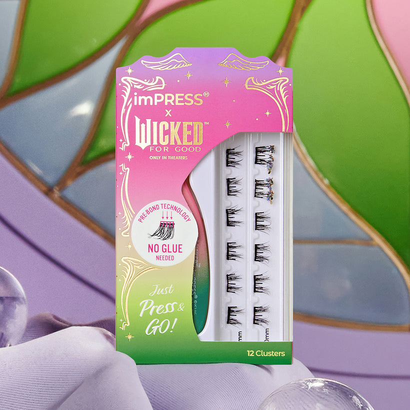 imPRESS x Wicked For Good press-on lashes, 12 clusters, no glue needed