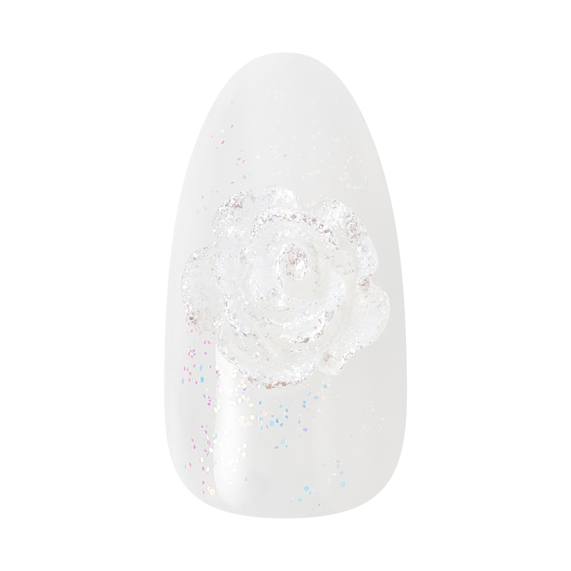 Kiss Glam Jeweled Press On Fake Glue Nails - Polaroid | 3D &amp; Jeweled Design, White, Medium, Almond