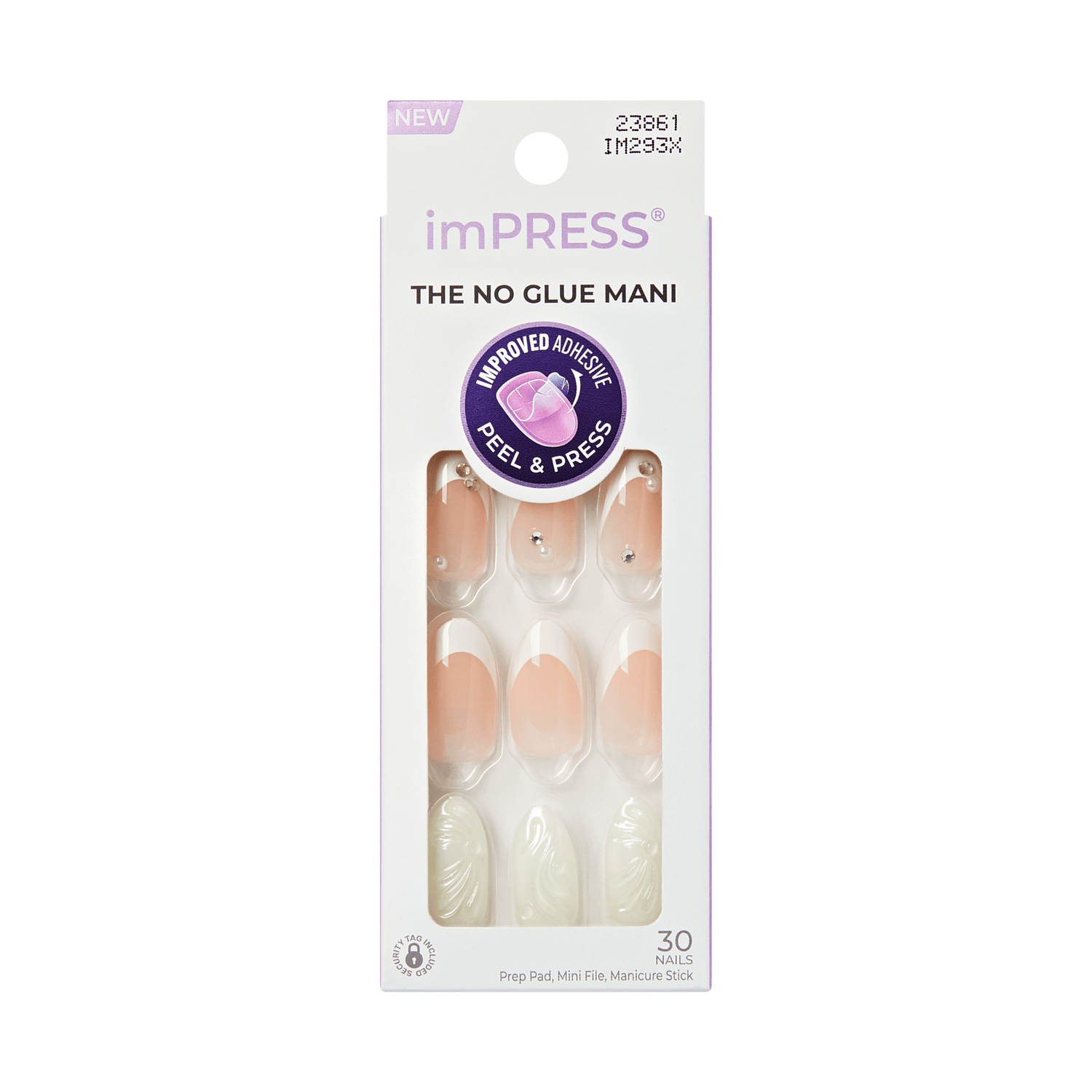 Impress Design No Glue Fake Press On Nails - Gloom | French Design, Red, Medium, Almond, Manicure