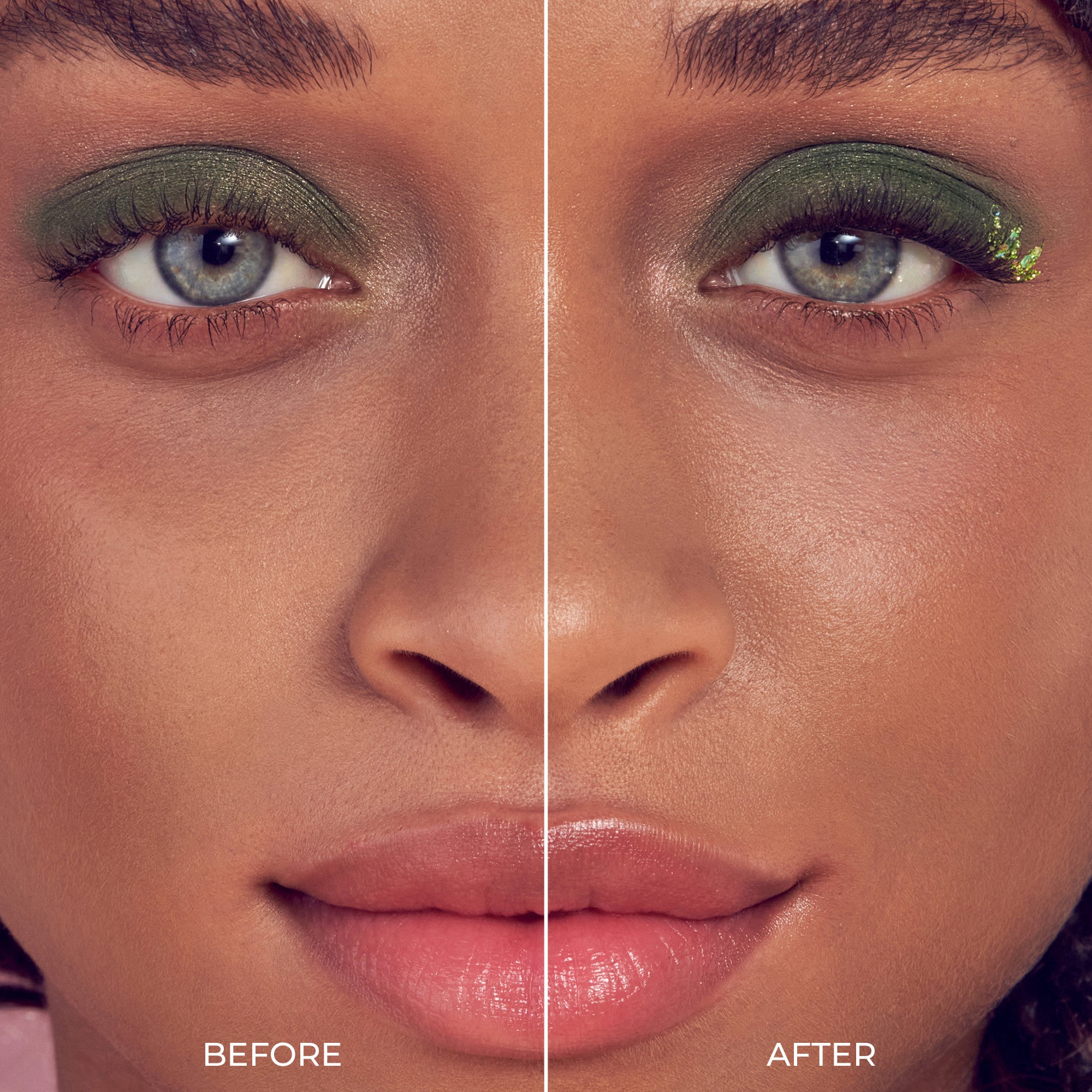 The image features a split view of a woman&