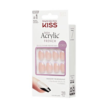 KISS Salon Acrylic French Color Press On Glue Nails - Like Me
