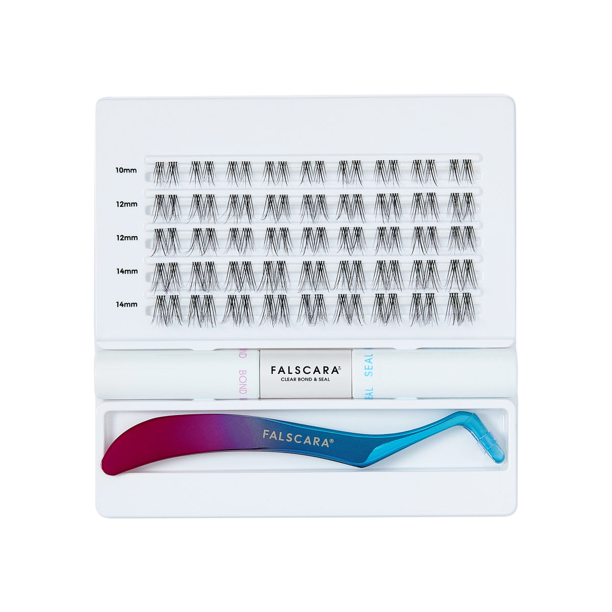 Falscara Soft Wispy Essentials Kit | DIY False Lash Extensions, Cluster Lash, Wispy Lashes, 45 Wisps, 10mm-14mm