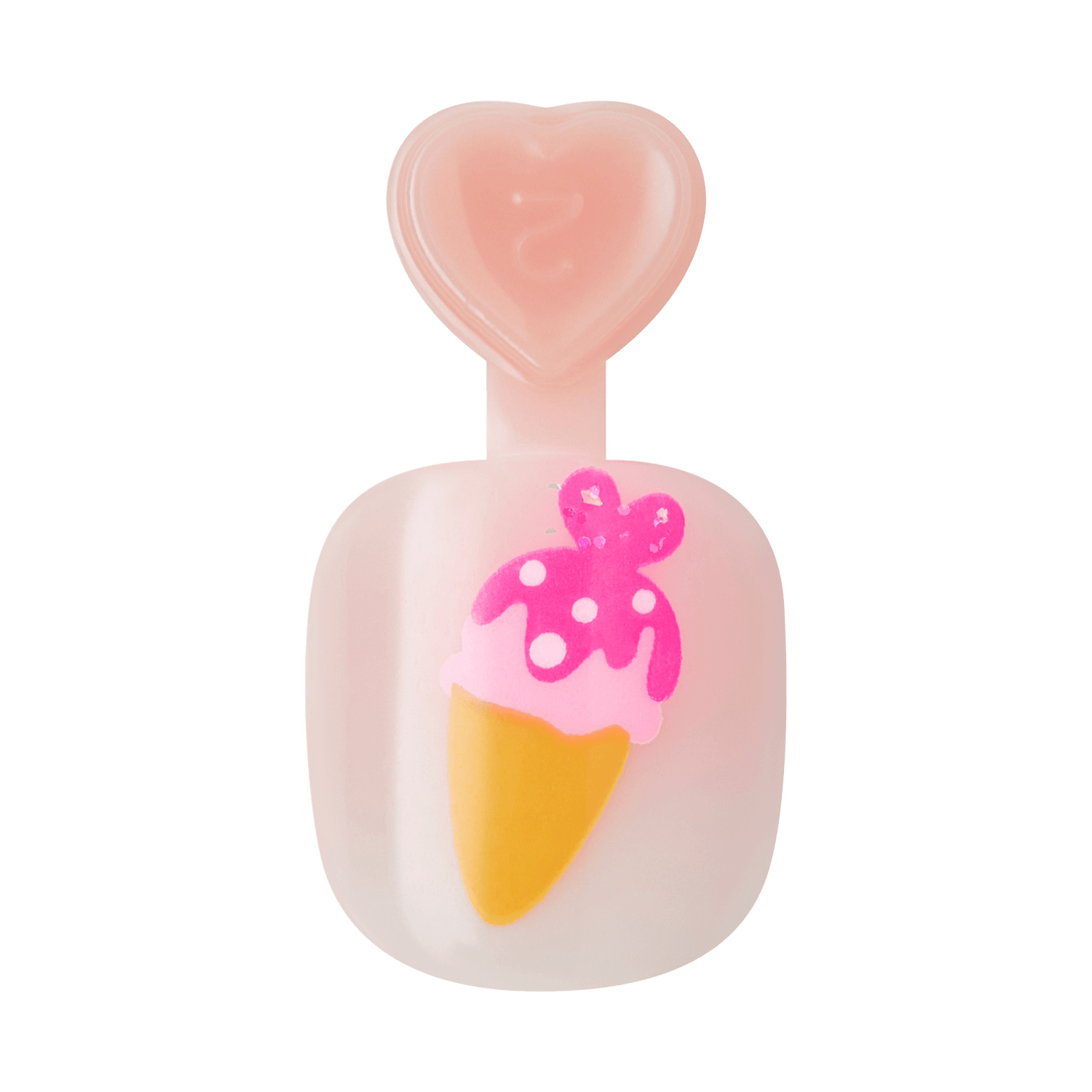 Pink heart-shaped case with ice cream design on a green background