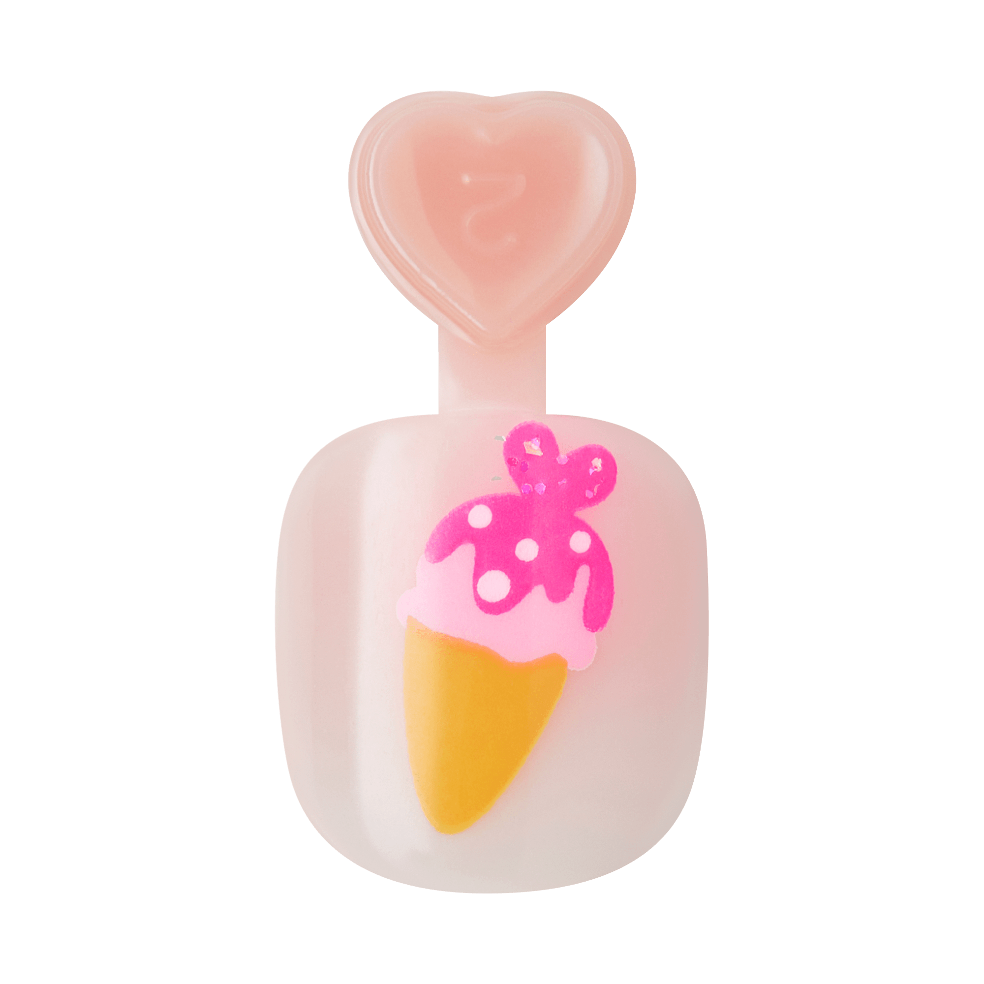 Pink heart-shaped case with ice cream design on a green background