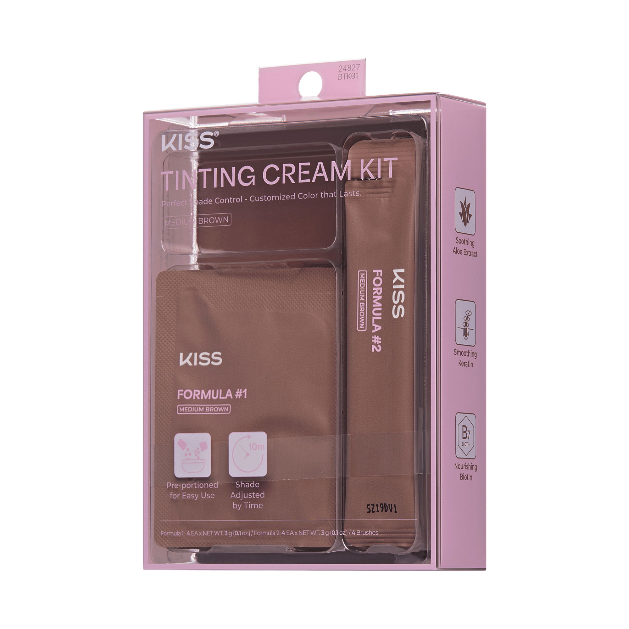 Kiss Tinting Cream Kit - Medium Brown | Starter Kit,  8 Pre-Measured Pouches, Eyebrow Brush