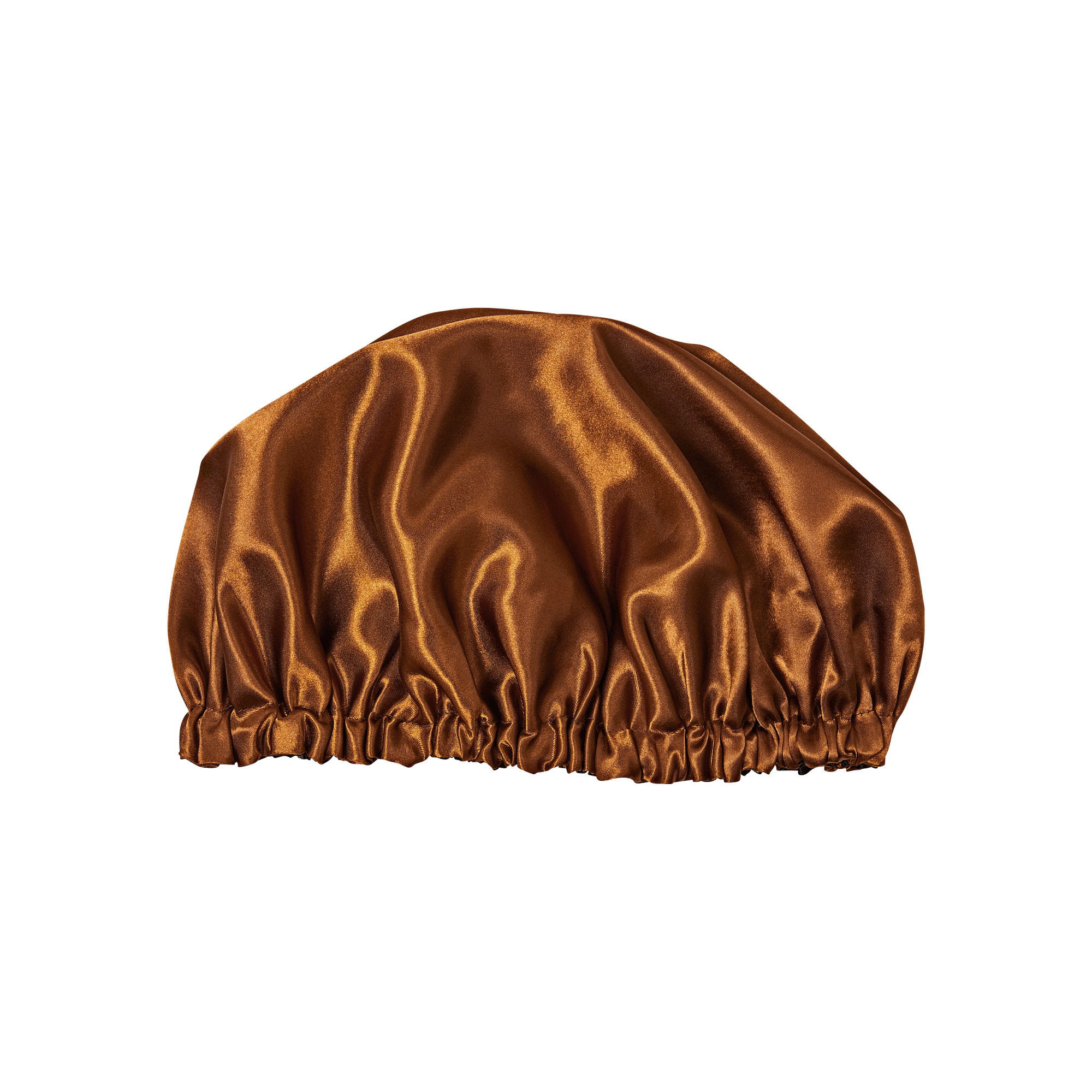 Bronze satin shower cap with elastic band