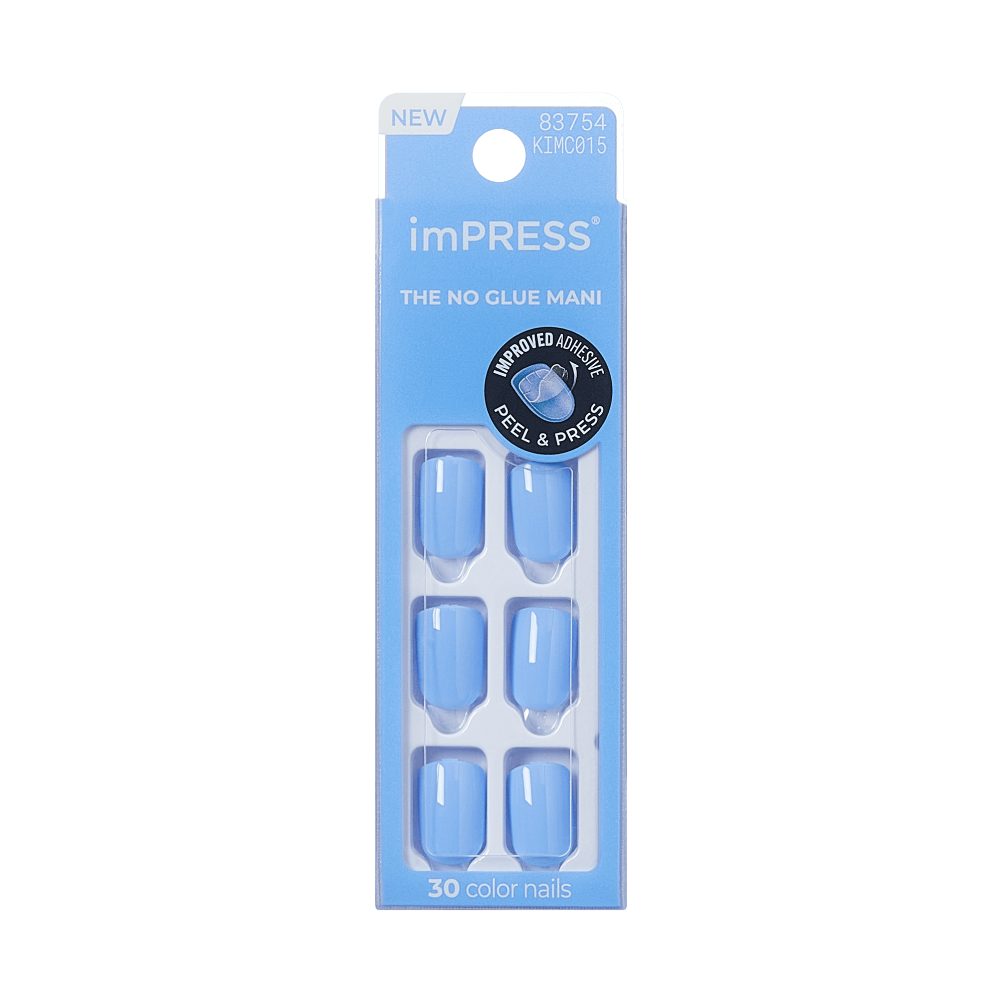 Impress Color No Glue Fake Press On Nails - Baby Why So Blue | Solid, Blue, Short, Squoval, Manicure