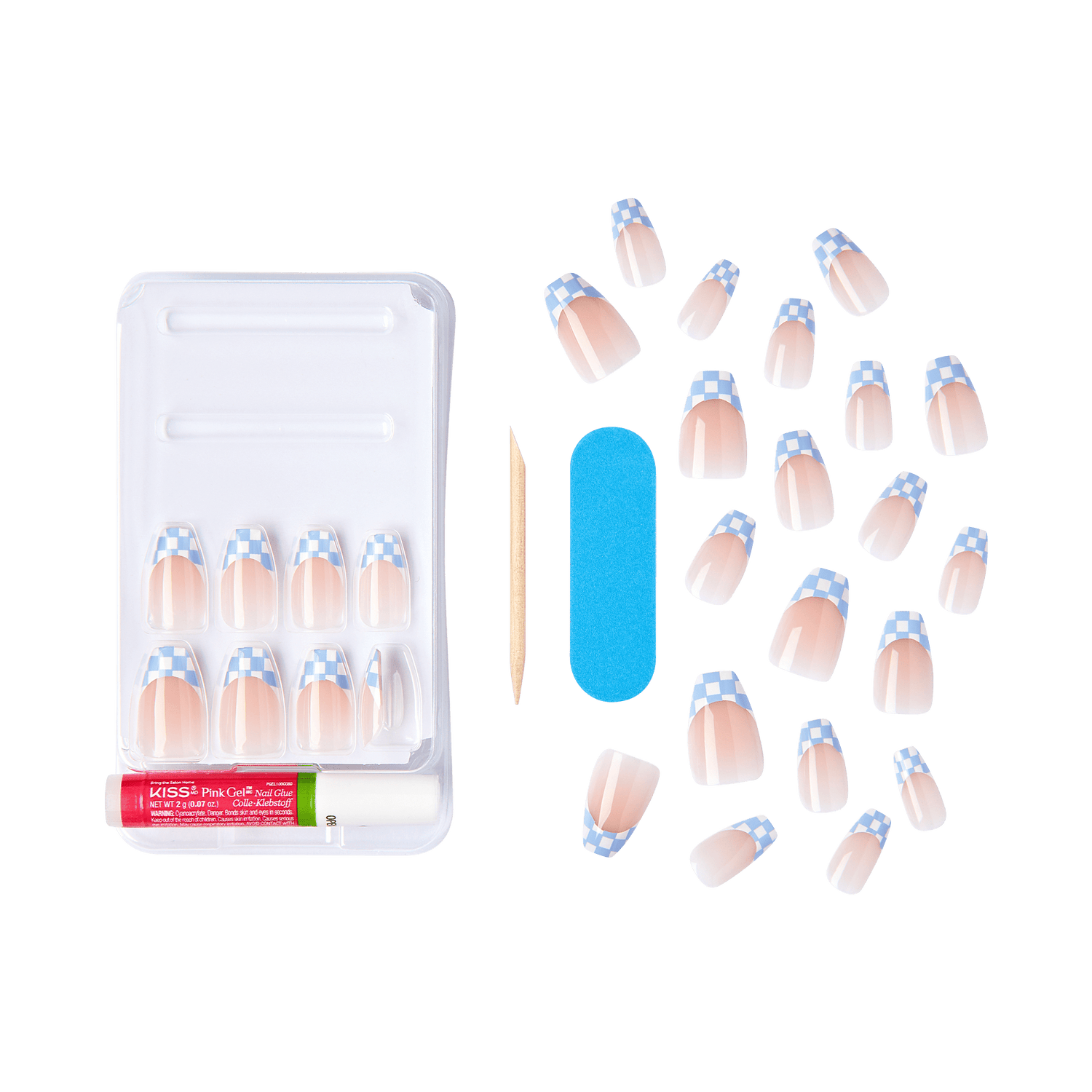 Contents of KISS Voguish Fantasy nail kit in &