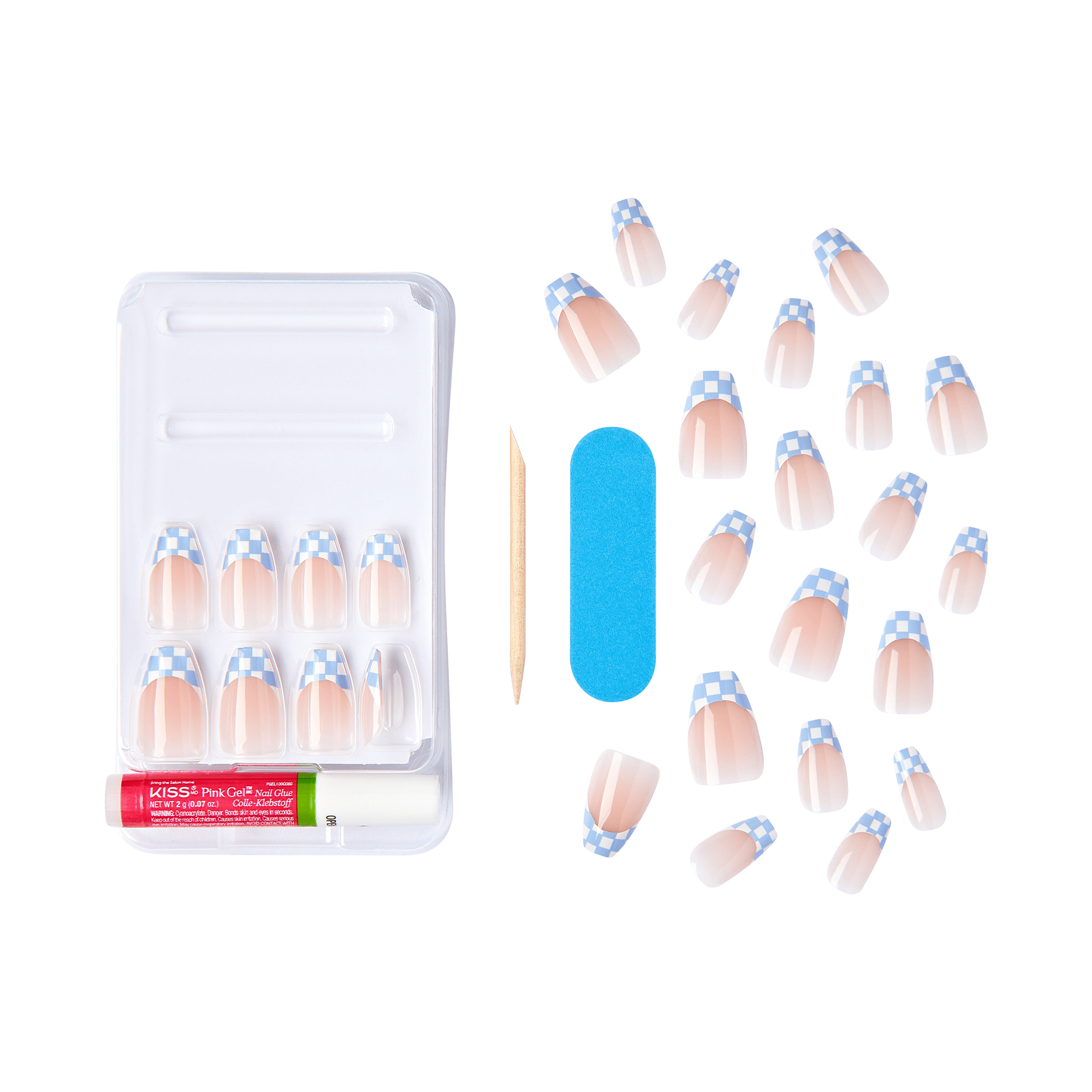 Contents of KISS Voguish Fantasy nail kit in &