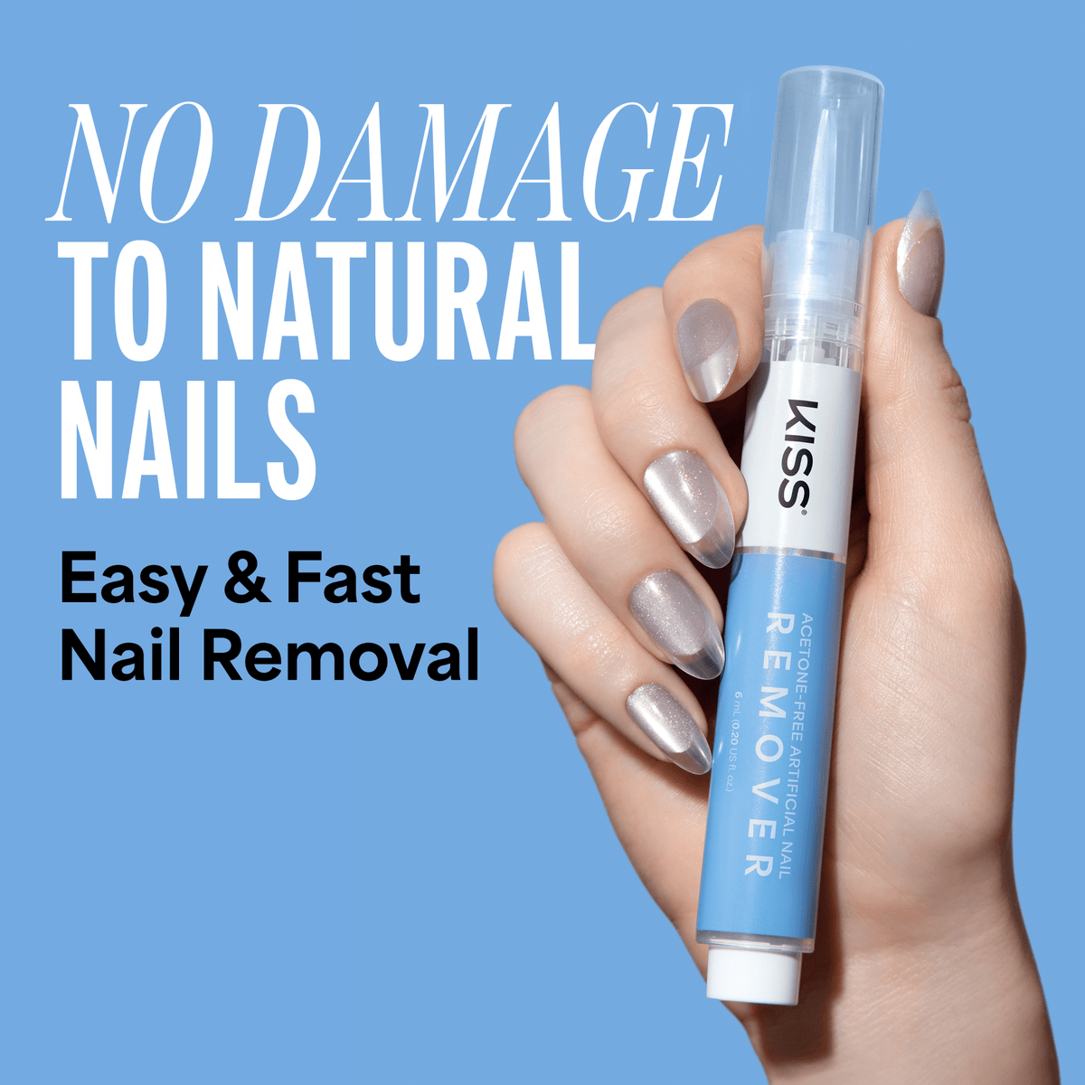Kiss Acetone-Free Artificial Nail Remover Pen | Fake Nail Remover, Press-On Remover, Precision Tip for Gentle Removal, Non-Damaging, Vitamin E &amp; Keratin Infused, 0.2 fl. oz.