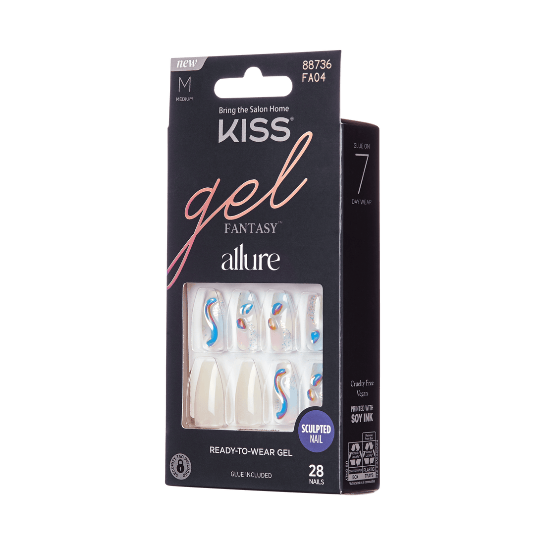 KISS Gel Fantasy Allure Press On Glue Nails - Band of Color